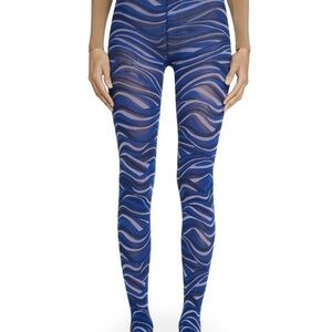 Wave Pattern Blue Pantyhose from Maison Soksi